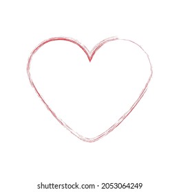 Red ink heart silhouette. Pen writing. Love symbol. Romantic background. Hand drawing. Vector illustration. Stock image. EPS 10.