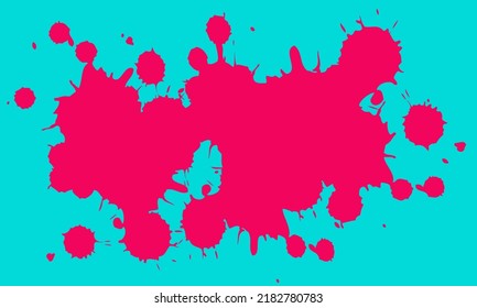Red ink. Inked splatter dirt stain splattered spray splashes with drops blots isolated vector
