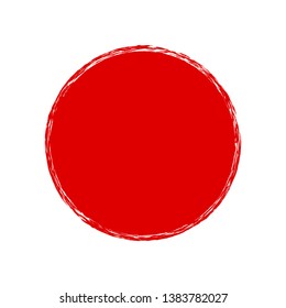 Red Ink Paint Brush Circle Isolated On White Background. Vector