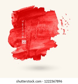 Red ink paint spots. Drops watercolor texture isolated on white background. grunge splash textures. Abstract vector illustration.