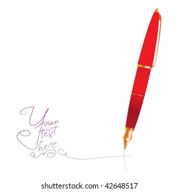 red ink pen with sample text