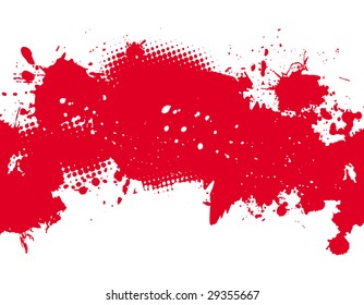 Red ink splash banner.