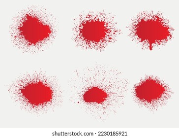 Red ink splashes.Vector splatters set.