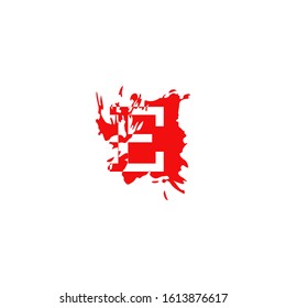 Red Ink Splatter Letter E logo icon. Abstract vector design concept red ink water color brush shape with hidden letter.