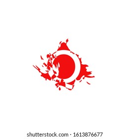 Red Ink Splatter Letter  Q logo icon. Abstract vector design concept red ink water color brush shape with hidden letter.