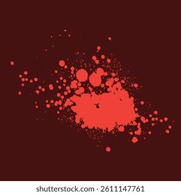 Red ink splatter on white background formed by individual particles. Isolated red blood splatter on white background.Possible use graphic design, digital art. Dripping blood. grunge red blood textures