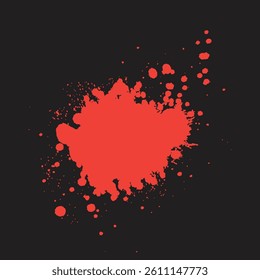Red ink splatter on white background formed by individual particles. Isolated red blood splatter on white background.Possible use graphic design, digital art. Dripping blood. grunge red blood textures