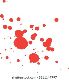 Red ink splatter on white background formed by individual particles. Isolated red blood splatter on white background.Possible use graphic design, digital art. Dripping blood. grunge red blood textures