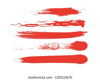 Red ink spots set on white background. Ink illustration.