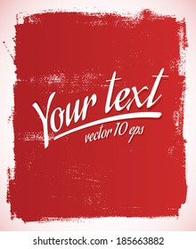 red ink vector brush stroke frame