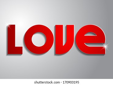 Red inscription love on a gray background