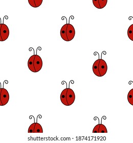  Red insect cute vector pattern