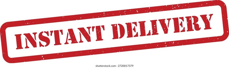 Red instant delivery text stamp isolated on white background