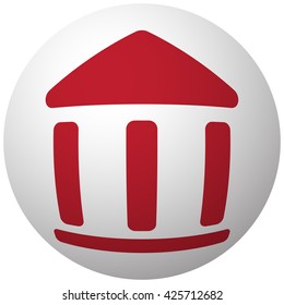 Red Institution icon on white ball