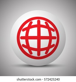 Red International icon on white sphere