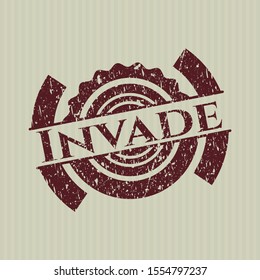 Red Invade distressed grunge stamp