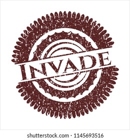 Red Invade distressed grunge style stamp