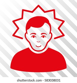 Red Inventor toolbar icon. Vector pictograph style is a flat symbol on diagonally hatched transparent background.