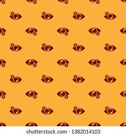 Red Invisible or hide icon isolated seamless pattern on brown background. Vector Illustration