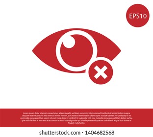 Red Invisible or hide icon isolated on white background. Vector Illustration