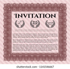 Red Invitation. Artistry design. Customizable, Easy to edit and change colors. With complex background. 