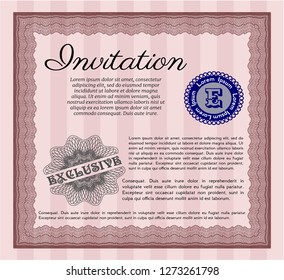 Red Invitation. With background. Detailed. Elegant design. 