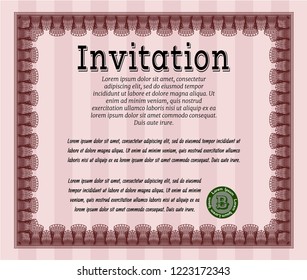 Red Invitation. With background. Detailed. Modern design. 