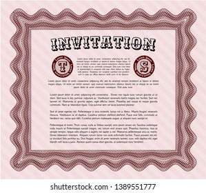 Red Invitation. With background. Detailed. Money style design. 