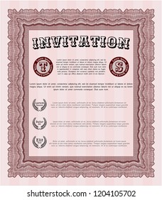 Red Invitation. With background. Lovely design. Detailed. 