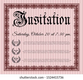 Red Invitation. With background. Superior design. Vector illustration. 