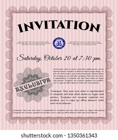Red Invitation. With background. Vector illustration. Beauty design. 