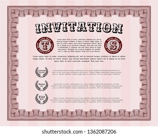 Red Invitation. With background. Vector illustration. Retro design. 