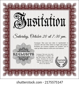 Red Invitation. Beauty design. With linear background.  