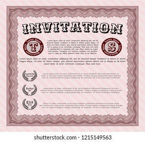 Red Invitation. With complex background. Beauty design. Customizable, Easy to edit and change colors. 