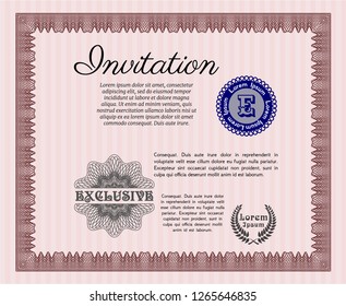 Red Invitation. Complex background. Beauty design. Vector illustration. 