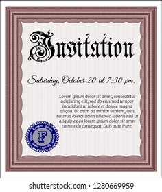 Red Invitation. Complex background. Beauty design. Detailed. 