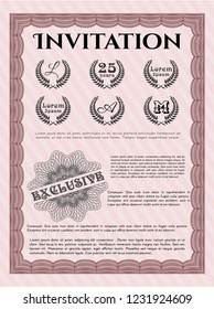 Red Invitation. Complex background. Customizable, Easy to edit and change colors. Money design. 