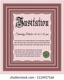 Red Invitation. With complex background. Detailed. Modern design. 