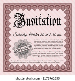 Red Invitation. Complex background. Detailed. Excellent design. 