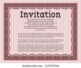 Red Invitation. Complex background. Detailed. Lovely design. 