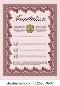 Red Invitation. Complex background. Good design. Vector illustration. 