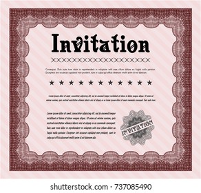 Red Invitation. Complex background. Lovely design. Vector illustration. 
