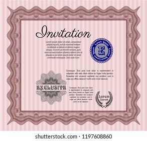 Red Invitation. With complex background. Modern design. Vector illustration. 