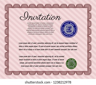 Red Invitation. Complex background. Modern design. Vector illustration. 