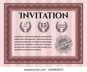 Red Invitation. Complex background. Money Pattern design. Detailed. 