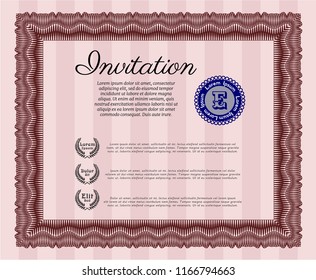 Red Invitation. Complex background. Nice design. Customizable, Easy to edit and change colors. 