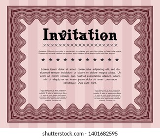 Red Invitation. With complex background. Superior design. Customizable, Easy to edit and change colors. 
