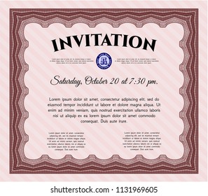 Red Invitation. With complex background. Vector illustration. Good design. 