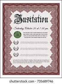 Red Invitation. With complex background. Vector illustration. Nice design. 