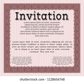 Red Invitation. With complex linear background. Modern design. Customizable, Easy to edit and change colors. 
